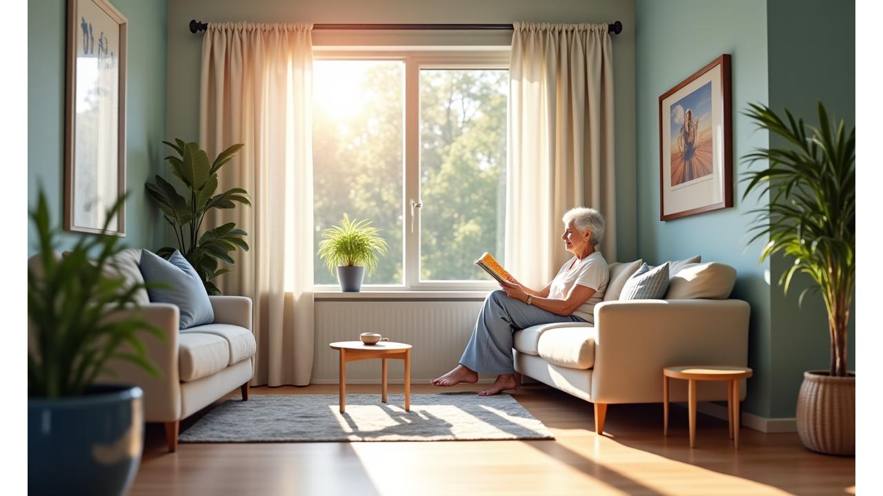 Active senior enjoying an accessible and beautiful living space